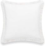 Hofdeco Premium Coastal Patio Indoor Outdoor Pillow Cover Only, 20"x20" Water Resistant, Solid with White Fringe for Backyard, Couch.