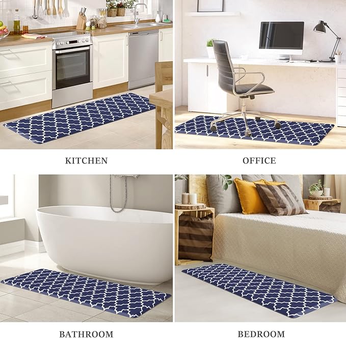 WISELIFE Kitchen Runner Rugs Anti-Fatigue mats,17.3"x 60",Non Slip Waterproof Ergonomic Comfort Mat for Kitchen, Floor Home, Office, Sink, Laundry,Blue
