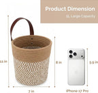 2Pack Natural Jute Hanging Baskets 7 * 8 in, Round Woven Wall Decor & Storage Planter for Plant Decor and Home Organization,Walls Basket for Bedroom, Living Room, Bathroom,Boho Decor (Brown)