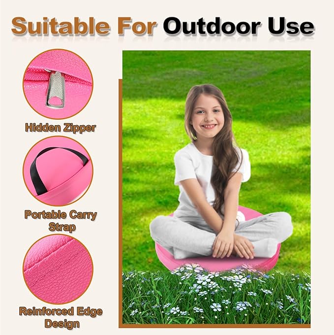 6 Pcs Flexible Floor Cushion for Classroom, Floor Cushions Easy to Clean and Carry,16''x16''x2'' Soft Cushion for Learning Sitting Daycare School Chair Yoga and Meditation (PU Leather)