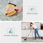 KIMODE Anti Fatigue Kitchen Mat, Boho Distressed Kitchen Rugs Sets of 2,Kitchen Mats for Floor Cushioned Non Slip, Comfort Kitchen Floor Mats for Sink, Laundry, Desk Blue 17"x59"+17"x29"