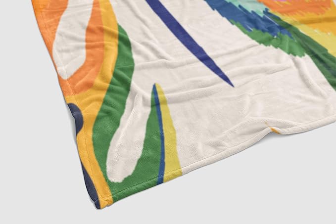 Abstract Colorful Throw Blanket, Jungle Floral Plant Bohemian Modern Asthetic Pastel Contemporary Art Blanket for Women Girls for Couch Bed Flannel Blanket Gift, 80" x 60"