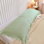 Nanko Body Pillow Case Cover 1 Pack 20x54, Sage Green Ruffled Boho Soft Shabby Chic Microfiber Long Decorative Pillow Covers/Pillow Shams, Comfortable Body Pillowcase for Women Men