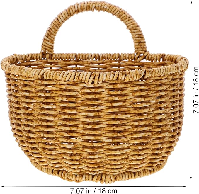 DOITOOL Handwoven Kitchen Storage Basket 7 Inch Hanging Wall Basket for Fruits Vegetables Garlic Onion Bathroom Organization