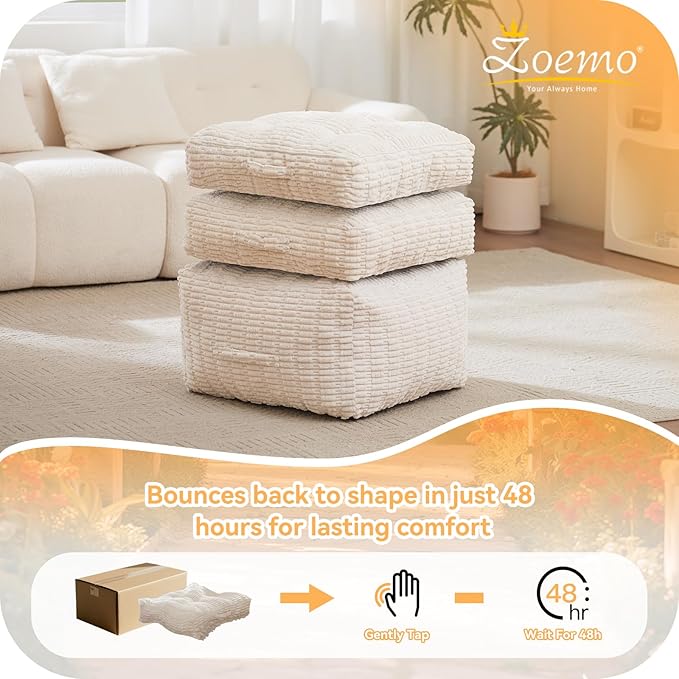 Floor Pillow Cushion for Adults, Meditation Cushion Pillow, Large Square Floor Sitting, for Tatami Living Room or Yoga, 22x22 Inch