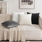 MIULEE Velvet Throw Pillow Covers 12x20 Inch, Pack of 2 - Black, Soft Solid Lumbar Decorative Pillow Covers Modern Luxury Home Decor for Chair Couch Sofa Bedroom Livingroom