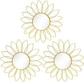 3 Pack Metal Mirrors for Wall Sunburst Wall Mirrors Home Décor Decorative Hanging Wall Art for Living Room Bedroom Entryway (Gold2, Flowers)