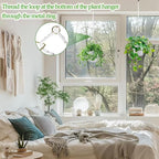 Hanging Planters for Indoor Plants, 2 Set Self Watering Hanging Flower Pots, Modern Hanging Plant Baskets with Metal Plant Holder & 6.5 Inch Plastic Pots for Garden Home Decor (White)
