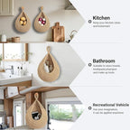 Halidali Hanging Fruit Baskets for Kitchen, 3 Pack Boho Cotton Rope Handwoven Vegetable Storage Wall Mounted Large Organizing Basket for Farmhouse Decor, Onion, Potato, Garlic and Plants (Linen)