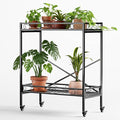 Zhongma 2 Tier Window Height Sturdy Metal Plant Stand with Wheels, 32.7x16x39.4 Inch High, Heavy Duty Succulent Shelf for Home Indoor and Outdoor, 440 LBS Capacity & Heavy Duty Construction