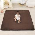 1.3" Thick Baby Floor Play Mat 50x50, Basic Padded Foam Mat for Tummy Time Crawling, Non Slip Cushioned for Babies Toddlers Infants Kids (Brown)