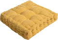 ChezMax Floor Pillow & Cushion, Large Meditation Chair Cushions, Thick Square Seat Pad, Soft Velvet Tufted Seating Pouf for Indoor/Outdoor Yoga Bench Rocking Chair Room Tatami Sofa, Yellow 18" x 18"