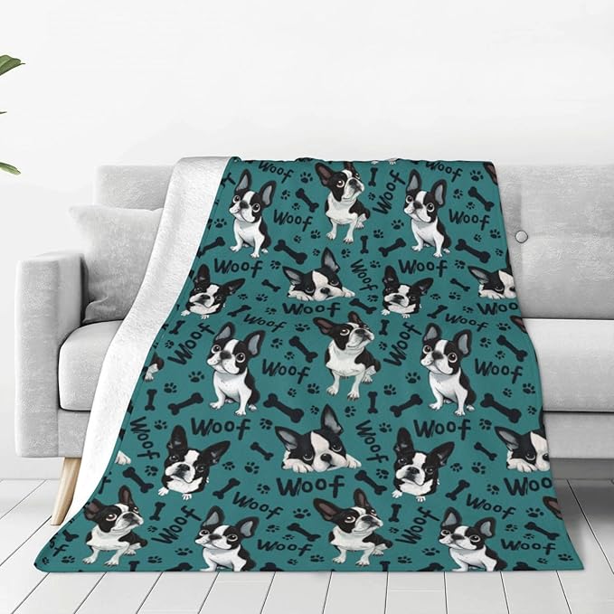 Dog Throw Blanket Soft Flannel Blanket 60"x50" in Bed Blanket Home Decor for Room Sofa Couch All Season