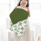 Cute Jungle Safari Animals Green Tropical Leaves Baby Blankets for Girl Boy Lion Giraffe Elephant Zebra Soft Mink Dotted Backing Double Layer Swaddle Blanket Bed Throws for Newborn Toddler Crib 30x40