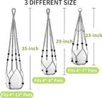 Macrame Plant Hanger - Fits 4 to 13 inches Pots for Indoor Outdoor, 35"/29"/23" Different Sizes Set, Gray (POTS NOT Included)
