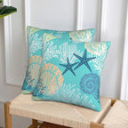 Coastal Beach Pillow Covers 18x18 Set of 2, Starfish Coral Seahorse Throw Pillow Covers Outdoor Decorative Pillow Case for Couch Bed Sofa Cushion Home Decor