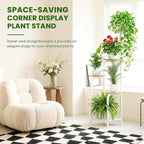 TOSKING 5 Tier Metal Anti-Tip Plant Stand indoor, Wide Base for Pots, Child and Pet Friendly ,Heavy Duty Plant Shelf , Corner Shelf, Flower Pot Stand for Multiple Plants, Indoor Plants Tiered Stand for Living Room Balcony Garden Patio Bedroom (White an...