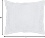Better Trends Jullian Collection is Super Soft and Light Weight in Bold Stripes Design 100% Cotton Tufted Unique Luxurious Machine Washable Tumble Dry, Standard Sham, White