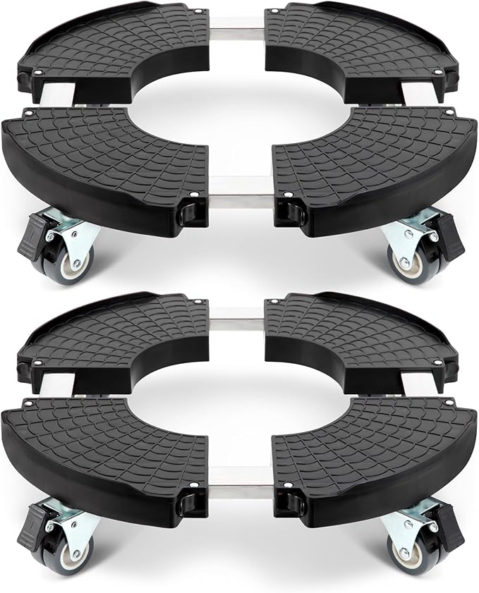 W B D WEIBIDA 2 Pack Plant Caddies with Wheels Heavy Duty 440 lbs Capacity, Rolling Plant Stand for Large Planter and Pots Indoor Outdoor, Garden Round Dolly with Lockable Casters