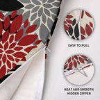 Black Red Pillow Covers 16X16 Inch Set of 2, Spring Summer Floral Dahlia Flower Cream Decorative Throw Pillow Covers Outdoor Modern Farmhouse Cushion Case for Home Couch Sofa Bed Decor