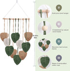 Easemykit Wall Hanging Decor Leaves Tapestry, Boho Macrame Wall Decor Tapestry Woven Feather Handmade Yarn Tassels Leaf Macrame Wall Art Decorations for Living, Bedroom, Office,Nursery,Apartment Room,16x26 Inch(Brown Green)