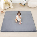 1.3" Thick Baby Floor Play Mat 59x71, Basic Padded Foam Mat for Tummy Time Crawling, Non Slip Cushioned for Babies Toddlers Infants Kids (Light Grey)