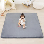 1.3" Thick Baby Floor Play Mat 59x71, Basic Padded Foam Mat for Tummy Time Crawling, Non Slip Cushioned for Babies Toddlers Infants Kids (Light Grey)