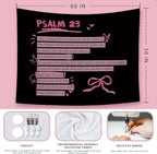 LIANGW Pink and Black Purple Christian Tapestry Aesthetic, Pink and Black Bedroom Decor for College Girls, Wall Art for Teen Girls & Women, Bible Verses Tapestries Wall Hanging 50x60 Inch