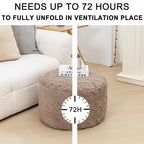 Round Ottoman Stuffed 20x12 Inches Floor Pouf Chair for Living Room Bedroom Modern Foam Pouf Ottoman Foot Rest for Couch Home Décor Pouffe (Light Coffee Pouf with Filler)