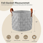 BOLDMONKEY Blankets Basket 15" x15 " x13 " 2 Pack, Storage Baskets for Organizing Round, Living Room Dog Toy Bin for Dirty Clothes, Pillows, Towel-Light Gray