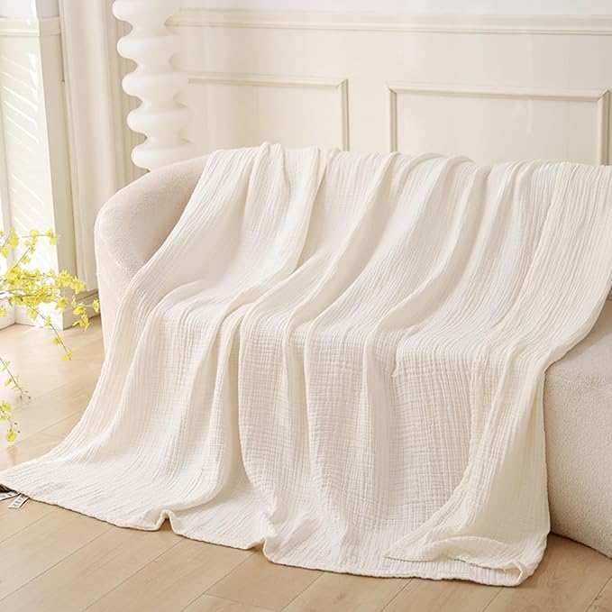Throw Blanket for Bed 100% Cotton Ultra Soft Rustic Quilt Farmhouse Decor Fall Bed Blankets,60"×80" All Season Rustic Large Throw for Sofa Couch Chair