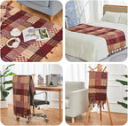 amorus Bohemian Throw Blanket (Red Plaid, 60 x 75 in)