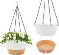 ZMTECH 2 Pack 12 Inch Hanging Planters for Indoor Plants, Large White Self Watering Hanging Planter with Visible Water Level & Removable Tray, Decorative Flower Pots for Outdoor Garden