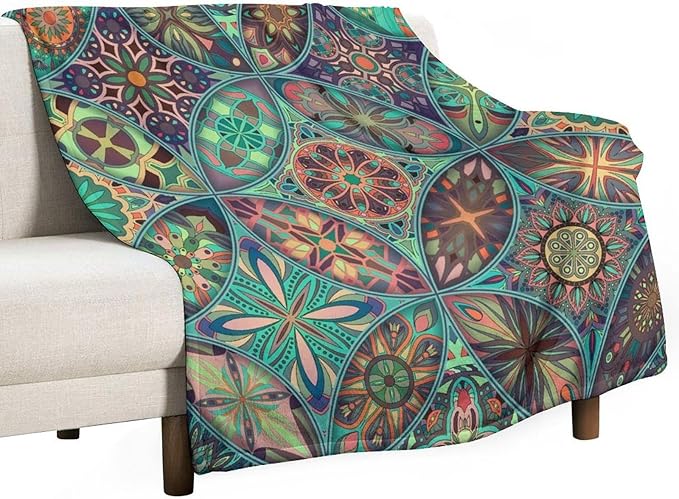 Vintage Mandala Throw Blanket Bohemian Boho Colorful Blanket for Sofa Bed Couch Chair Or Dorm 30"x40"