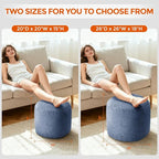 Pouf Ottoman Foot Rest, Comfortable & Soft, Round Footstool for Living Room, Bedroom, Office, Room Decoration, Corduroy Foot Stool Pouf with Odorless & Anti-Clump Filling, Large Navy