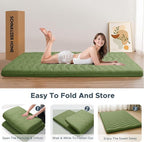 Japanese Floor Mattress, 100% High Density Comfortable Foam, 4" Thicken Foldable Mattress Tatami Mat Sleeping Pad, Ideal for Comfort and Support, Kids Floor Lounger Camping Bed Sofa, Green, Queen