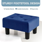 Poofzy Small Foot Stool Ottoman, Velvet Ottoman Foot Rest with Legs, Rectangle Foot Rest for Couch, Footstools and Ottomans Small for Living Room and Entryway (Navy Blue)