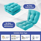 Outdoor Chair Cushions Set of 4, Patio Chair Cushions with Ties, 19x19+5” Tufted Outdoor Seat Cushions, Waterproof Patio Furniture Cushions, Outdoor Dining Chair Pads, Teal