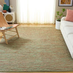 SAFAVIEH Area Rug 8x10 - Cape Cod Collection - Large - Green & Natural, Handmade Jute & Cotton, Ideal for Living Room, Bedroom, Dining Space (CAP236Y)
