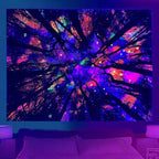Blacklight Galaxy Forest Silhouette Tapestry for Bedroom Night Sky Ceiling Tapestry for Bedroom Decor Dark Forest Stars Tapestries Glow in the Dark Starry Night Tapestries UV Reactive Dorm Decor 51x59
