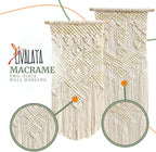 LIVALAYA Boho Macrame Wall Hanging Woven Decor, 24”L x 13”W, Set of 2, Beige wall decor Modern Bohemian Farmhouse woven wall hangings for House Apartment Dorm Room, Nursery, Geometric Aztec Décor
