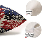 4th of July Pillow Covers 12X20 Inch Set of 2, Blue Red Black Modern Dahlia Floral Print Holiday Decorative Throw Pillow Covers Outdoor Farmhouse Cushion Case for Couch Sofa Bed Decor