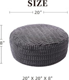 Unstuffed Pouf Ottoman Cover Soft Storage Extra Seat Farmhouse Comfortable Bohemian Poufs Accent Footrest 20x20x8 Inches for Living Room Bedroom Study Nook (Gray A, Round)