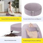 Meditation Cushion Bolster Pillow for Restorative Yoga – Supportive Cushion for Meditation, Pilates, and Relaxation – Filled with Buckwheat Hulls - Removable Cover