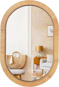 20x30 Oval Rattan Mirror for Wall, Boho Decorative Mirror for Bathroom Vanity, Farmhouse & Natural Home Decor for Bedroom, Living Room