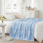 WRENSONGE Throw Blanket Diamond Bowknot Blue Soft Cozy Fluffy Warm Throw for Couch Sofa Bed Camping Picnic Travel Lightweight - 50"*60"