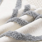 Boho Grey Throw Pillow Cover 18x18 Inch with Tassels, Gray Geometric Tufted Decorative Cream Chenille Fabric Accent Textured Cushion Case for Bed Couch, 1 PC Cover Only No Insert
