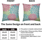 Blue Pink Green Spring Pillow Covers 20X20 Inch Set of 2, Colored Floral Colorful Easter Themed Flower Decorative Throw Pillow Covers Outdoor Farmhouse Cushion Case for Couch Sofa Bed Decor