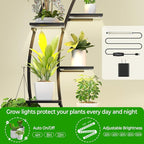 Plant Stand Shelf Rack Indoor with 8 Built in Grow Light, 10 Tiered 65" Tall Black Large Lighted Half Moon Curved Plant Stand for Indoor Growing, 2 Pack Arch Sturdy High Herb Flower Shelving