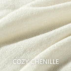 Chenille Throw Blanket for Couch 50"X 60", Soft Cozy Throws with Fringe Tassel for Bed Sofa Chair Cover, Lightweight Knitted Decorative Boho Blankets for Living Room, Ivory White